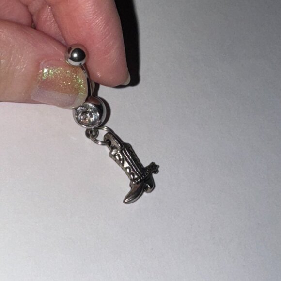 Boot With Spur Dangle Belly Ring - Picture 11 of 11